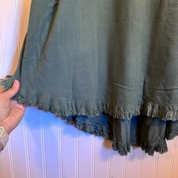 Umgee High Low Linen Cotton Blend Short Sleeve Dress Women’s Size Large - Picture 3 of 12